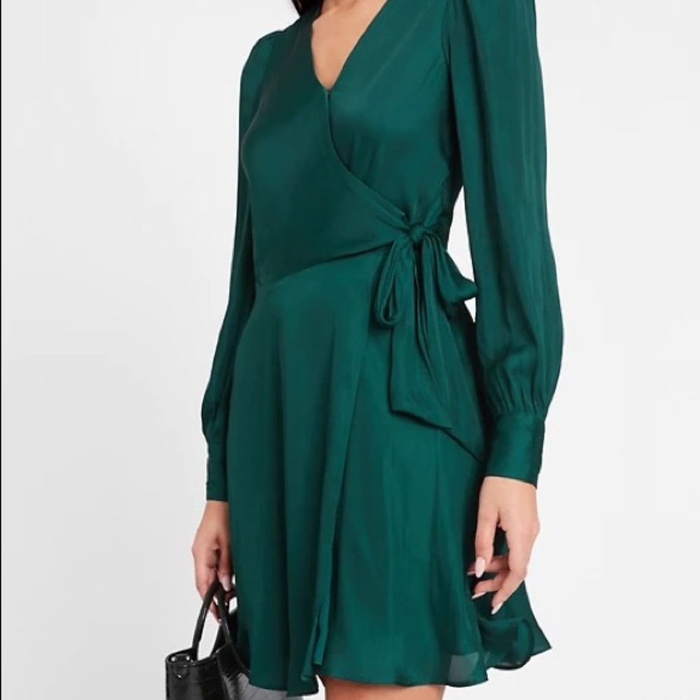 Banana Republic Satin Puff-Sleeve Wrap Dress